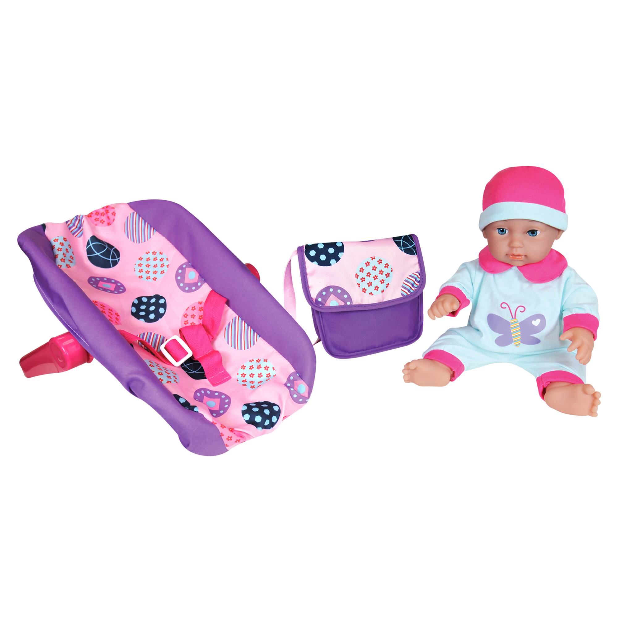 Lissi Dolls 11" Baby Doll In Car Seat With Bag